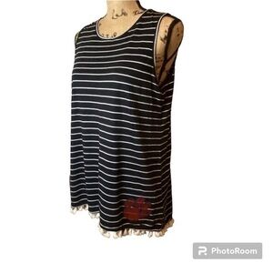 Clemson Gameday Conture Black white tank top pompom womens M